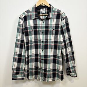 North Face Flannel Shirt Mens XL Green Red Plaid Arroyo Lightweight Button Down